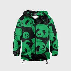 Ветровка с капюшоном детская Panda green pattern, цвет: 3D-черный