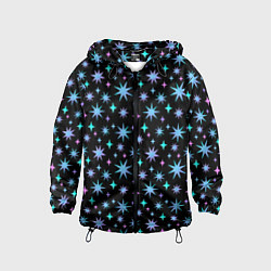 Ветровка с капюшоном детская Зимние цветные звезды, цвет: 3D-черный