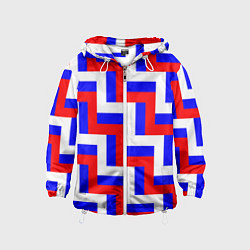 Ветровка с капюшоном детская Плетение триколор, цвет: 3D-белый