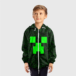 Ветровка с капюшоном детская Minecraft green squares, цвет: 3D-белый — фото 2
