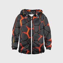 Ветровка с капюшоном детская Неоновый разлом - жёлтый, цвет: 3D-белый