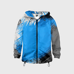 Ветровка с капюшоном детская Абстрактный пятнистый черно-синий узор, цвет: 3D-черный