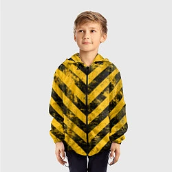 Ветровка с капюшоном детская WARNING - желто-черные полосы, цвет: 3D-черный — фото 2