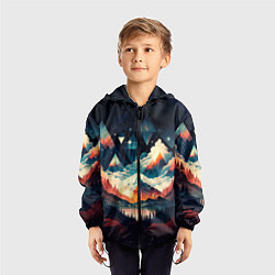 Ветровка с капюшоном детская Футуризм горы, цвет: 3D-черный — фото 2
