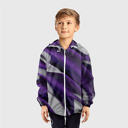 Ветровка с капюшоном детская Фиолетовые волны, цвет: 3D-белый — фото 2