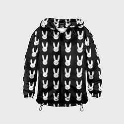 Ветровка с капюшоном детская Bunny pattern black, цвет: 3D-черный