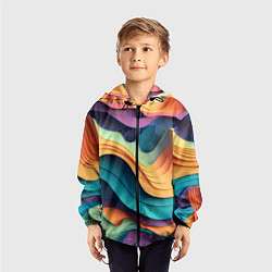 Ветровка с капюшоном детская Цветной рельеф, цвет: 3D-черный — фото 2