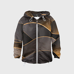 Ветровка с капюшоном детская Золотой линейный фон, цвет: 3D-белый