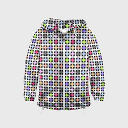 Ветровка с капюшоном детская Разноцветный геометрический рисунок, цвет: 3D-белый