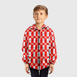 Ветровка с капюшоном детская Ромбы красные, цвет: 3D-черный — фото 2