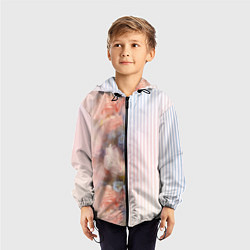 Ветровка с капюшоном детская Цветы за стеклом - полосы с градиентом, цвет: 3D-черный — фото 2