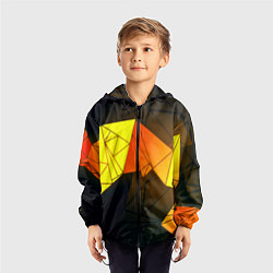 Ветровка с капюшоном детская Абстрактная геометрия фигур, цвет: 3D-черный — фото 2