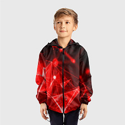 Ветровка с капюшоном детская Абстрактные красные лучи, цвет: 3D-черный — фото 2