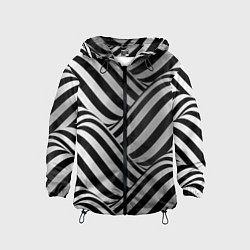 Ветровка с капюшоном детская Авангардный фрактальный паттерн, цвет: 3D-черный