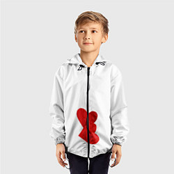 Ветровка с капюшоном детская Сердца валентинки, цвет: 3D-черный — фото 2