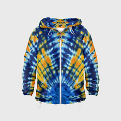 Ветровка с капюшоном детская Tie dye стиль хиппи, цвет: 3D-белый