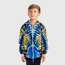 Ветровка с капюшоном детская Tie dye стиль хиппи, цвет: 3D-белый — фото 2