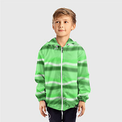 Ветровка с капюшоном детская Зеленые волны, цвет: 3D-белый — фото 2