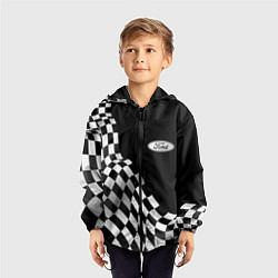 Ветровка с капюшоном детская Ford racing flag, цвет: 3D-черный — фото 2