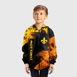 Ветровка с капюшоном детская Saints Row - gold gradient: надпись, символ, цвет: 3D-черный — фото 2