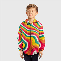 Ветровка с капюшоном детская Множество красочных линий, цвет: 3D-черный — фото 2