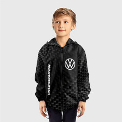 Ветровка с капюшоном детская Volkswagen карбоновый фон, цвет: 3D-черный — фото 2