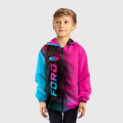 Ветровка с капюшоном детская Ford - neon gradient: по-вертикали, цвет: 3D-черный — фото 2