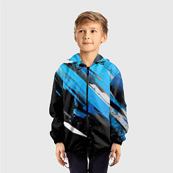 Ветровка с капюшоном детская Black blue white, цвет: 3D-черный — фото 2