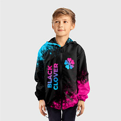 Ветровка с капюшоном детская Black Clover - neon gradient: надпись, символ, цвет: 3D-черный — фото 2