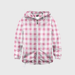 Ветровка с капюшоном детская Барби-розовый: клетка, цвет: 3D-белый