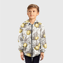 Ветровка с капюшоном детская Лимоны - винтаж графика: паттерн, цвет: 3D-черный — фото 2