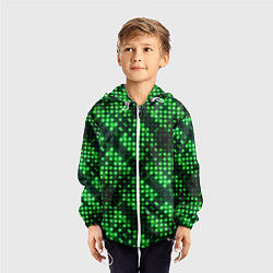 Ветровка с капюшоном детская Яркие зеленые точки, цвет: 3D-белый — фото 2