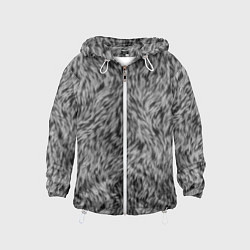 Ветровка с капюшоном детская Густой серый мех, цвет: 3D-белый