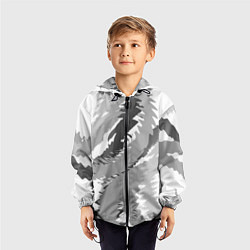 Ветровка с капюшоном детская Черно-белая абстрактная картина, цвет: 3D-черный — фото 2