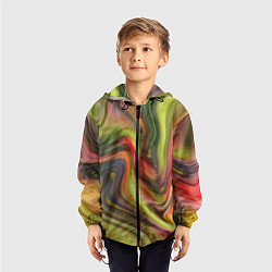 Ветровка с капюшоном детская Abstraction waves, цвет: 3D-черный — фото 2