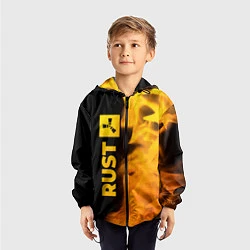 Ветровка с капюшоном детская Rust - gold gradient: по-вертикали, цвет: 3D-черный — фото 2