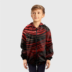 Ветровка с капюшоном детская Кожаная красная и черная текстура, цвет: 3D-черный — фото 2
