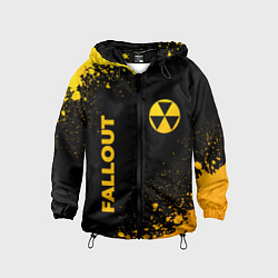 Ветровка с капюшоном детская Fallout - gold gradient: надпись, символ, цвет: 3D-черный
