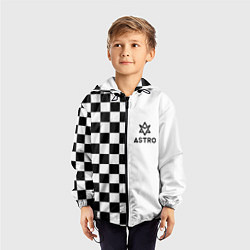 Ветровка с капюшоном детская Астро шахматка, цвет: 3D-черный — фото 2