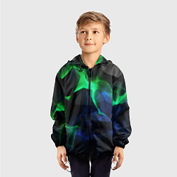 Ветровка с капюшоном детская Неоновая лава из плит, цвет: 3D-черный — фото 2
