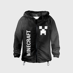 Ветровка с капюшоном детская Minecraft glitch на темном фоне: надпись, символ, цвет: 3D-черный