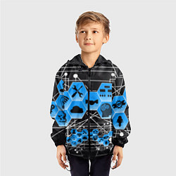 Ветровка с капюшоном детская Виртуальный мир, цвет: 3D-черный — фото 2
