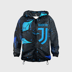 Ветровка с капюшоном детская Juventus abstract blue logo, цвет: 3D-черный
