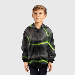 Ветровка с капюшоном детская Green black texture, цвет: 3D-черный — фото 2
