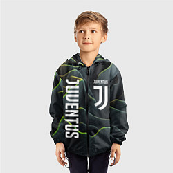 Ветровка с капюшоном детская Juventus dark green logo, цвет: 3D-черный — фото 2