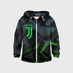 Ветровка с капюшоном детская Juventus black green logo, цвет: 3D-белый