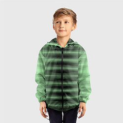 Ветровка с капюшоном детская Зеленый полосатый градиент, цвет: 3D-черный — фото 2