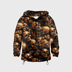 Ветровка с капюшоном детская Медные черепа, цвет: 3D-черный