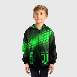 Ветровка с капюшоном детская Juventus green logo neon, цвет: 3D-черный — фото 2
