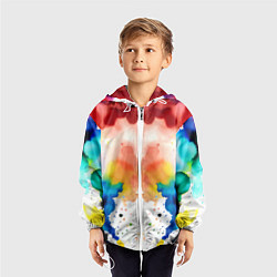 Ветровка с капюшоном детская Цветная монотипия - поп-арт, цвет: 3D-белый — фото 2